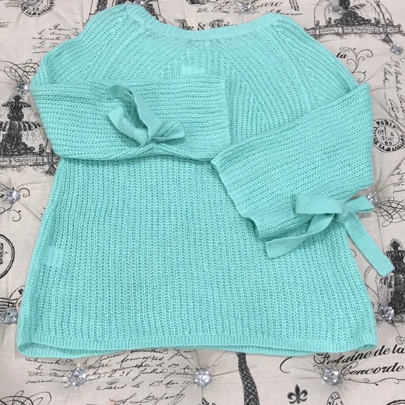 🎁NAADAM Open Knit Bell Sleeve Tied Sweater - Picture 4 of 9